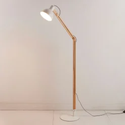 Lindby vloerlamp Shivanja, hout, verstelbaar, 146 cm, E27