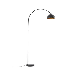 Lindby vloerlamp Tonka, zwart/goud, metaal, Ø 25 cm