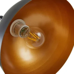 Lindby vloerlamp Tonka, zwart/goud, metaal, Ø 25 cm