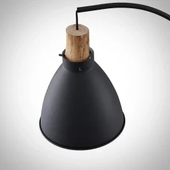 Lindby vloerlamp Trebale, zwart, hout, 154 cm, E27