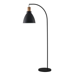 Lindby vloerlamp Trebale, zwart, hout, 154 cm, E27