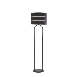 Lindby vloerlamp Tsomo, Ø 40 cm, zwart, stof, E27