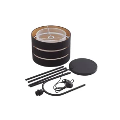 Lindby vloerlamp Tsomo, Ø 40 cm, zwart, stof, E27