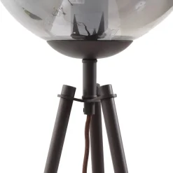 Lindby vloerlamp Valentina, E27, rookgrijs, glas, 150 cm