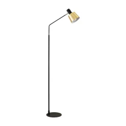 Lindby vloerlamp Vlada, 144 cm, messing, zwart, metaal