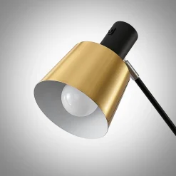 Lindby vloerlamp Vlada, 144 cm, messing, zwart, metaal