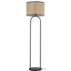 Lindby vloerlamp Yaelle, 146 cm hoog, rotan, zwart, E27