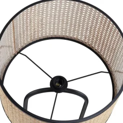 Lindby vloerlamp Yaelle, 146 cm hoog, rotan, zwart, E27