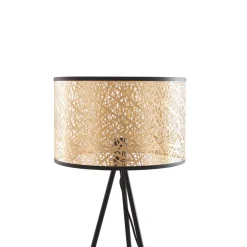 Lindby vloerlamp Yonah, goudkleurig, metaal, 143 cm, E27