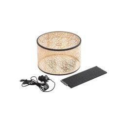 Lindby vloerlamp Yonah, goudkleurig, metaal, 143 cm, E27