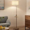 Lindby vloerlamp Zinia, nikkelkleurig, plank, USB-aansluiting