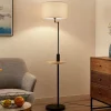 Lindby vloerlamp Zinia, zwart, plank, USB-aansluiting