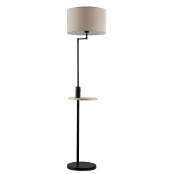 Lindby vloerlamp Zinia, zwart, plank, USB-aansluiting