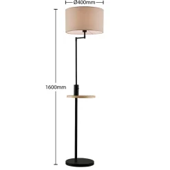 Lindby vloerlamp Zinia, zwart, plank, USB-aansluiting