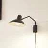 Lindby wandlamp Adrik, zwart, metaal, met stekker
