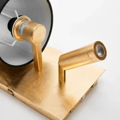 Lindby wandlamp Aiden, 30cm, zwart, goud, LED leeslampje