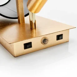 Lindby wandlamp Aiden, 30cm, zwart, goud, LED leeslampje