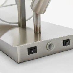 Lindby wandlamp Aiden, wit, nikkel, LED leeslampje