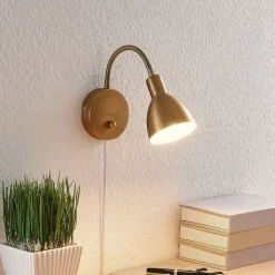 Lindby wandlamp Amrei, brons antiek, 42 cm, stekker, dimbaar