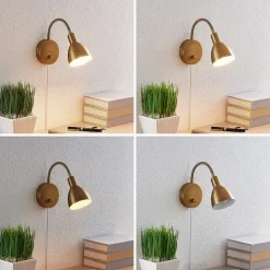 Lindby wandlamp Amrei, brons antiek, 42 cm, stekker, dimbaar