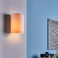 Lindby wandlamp Annalisa, hoogte 20 cm, wit, textiel