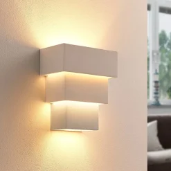 Lindby wandlamp Antonella, wit gips, G9, overschilderbaar, 21 cm