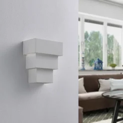 Lindby wandlamp Antonella, wit gips, G9, overschilderbaar, 21 cm