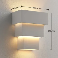 Lindby wandlamp Antonella, wit gips, G9, overschilderbaar, 21 cm