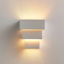 Lindby wandlamp Antonella, wit gips, G9, overschilderbaar, 21 cm