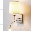 Lindby wandlamp Camilo, nikkelkleurig, LED leeslampje, 28 cm