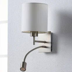 Lindby wandlamp Camilo, nikkelkleurig, LED leeslampje, 28 cm