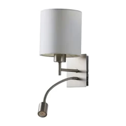 Lindby wandlamp Camilo, nikkelkleurig, LED leeslampje, 28 cm