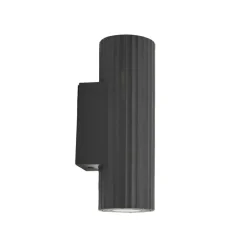 Lindby wandlamp Christa, antraciet, beton, 25cm, ribbel