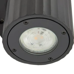 Lindby wandlamp Christa, antraciet, beton, 25cm, ribbel