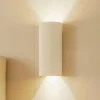 Lindby wandlamp Colja, rond, hoogte 30,5 cm, gips, beige