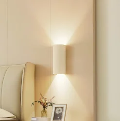 Lindby wandlamp Colja, rond, hoogte 30,5 cm, gips, beige