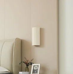 Lindby wandlamp Colja, rond, hoogte 30,5 cm, gips, beige