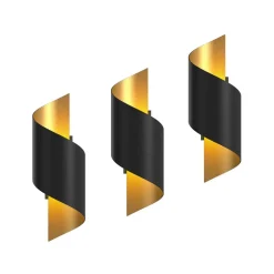 Lindby wandlamp Desirio, set van 3, zwart, goudkleurig, G9