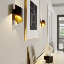 Lindby wandlamp Desirio, set van 3, zwart, goudkleurig, G9