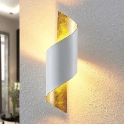 Lindby wandlamp Desirio, wit/goud, 35cm, metaal