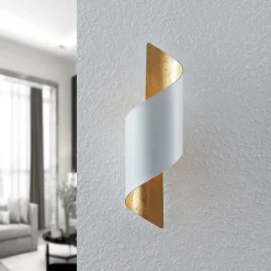 Lindby wandlamp Desirio, wit/goud, 35cm, metaal