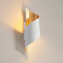 Lindby wandlamp Desirio, wit/goud, 35cm, metaal