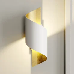 Lindby wandlamp Desirio, wit/goud, 24cm, metaal