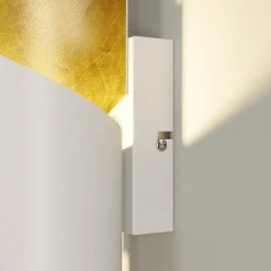 Lindby wandlamp Desirio, wit/goud, 24cm, metaal