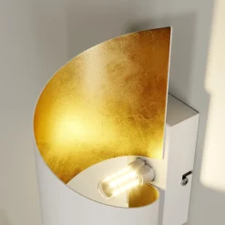 Lindby wandlamp Desirio, wit/goud, 24cm, metaal