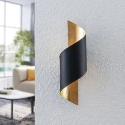 Lindby wandlamp Desirio, zwart/goud, 35cm, metaal