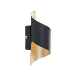 Lindby wandlamp Desirio, zwart/goud, 24cm, metaal