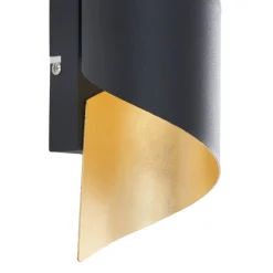 Lindby wandlamp Desirio, zwart/goud, 24cm, metaal