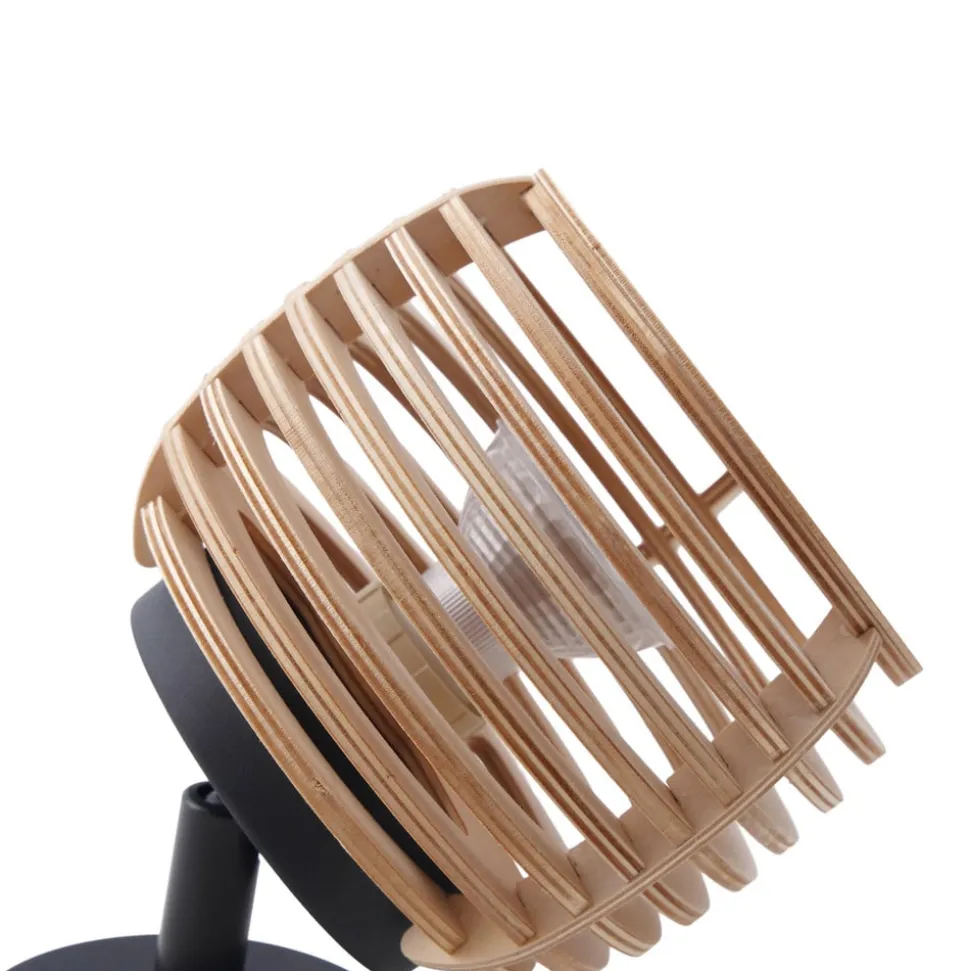 Lindby wandlamp Ediz, GU10, zwart, hout, Ø 12,7 cm