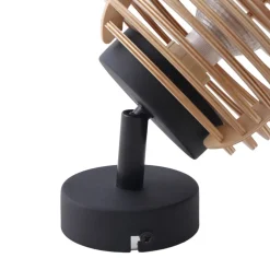 Lindby wandlamp Ediz, GU10, zwart, hout, Ø 12,7 cm